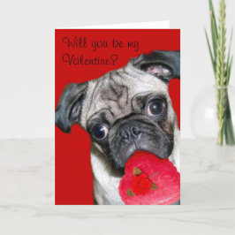 Werden Sie meine Valentine Mops Grußkarte sein? Feiertagskarte