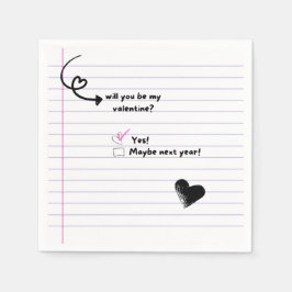 Werden Sie meine Valentinin-Note Napkins sein? Serviette