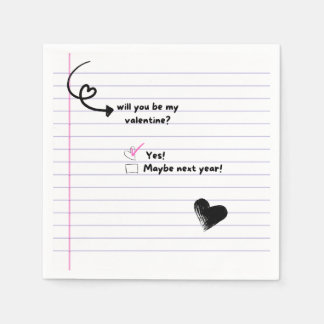 Werden Sie meine Valentinin-Note Napkins sein? Serviette