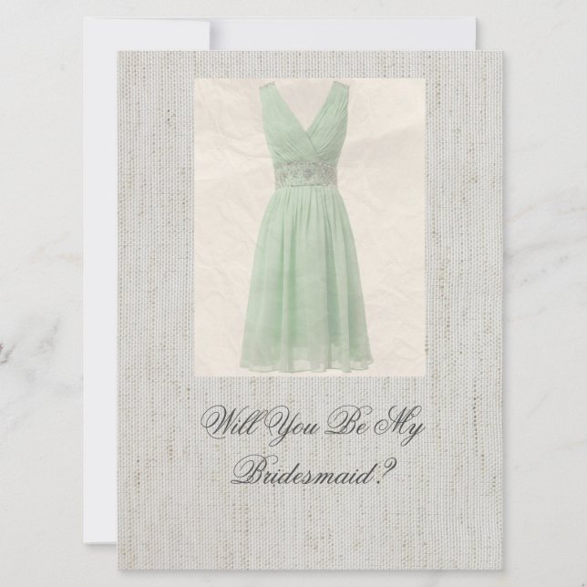 Werden Sie meine Vintage grüne Einladung sein? (Vorderseite)