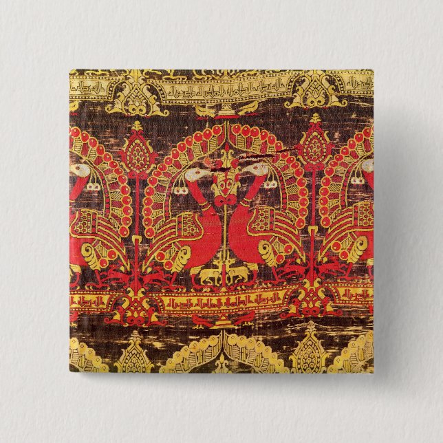 Werden Sie mit Pfaumotiv und kufic Aufschrift Button (Vorderseite)