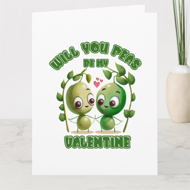 Werden Sie Peas mein Valentine sein? Karte (Vorderseite)