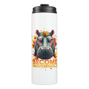 Werden Sie unregierbar Retro Baby Hippo Moo Deng A Thermosbecher