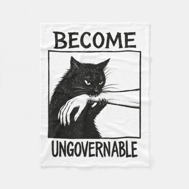 Werden Sie unregierbar schwarze Katze Biting Hand  Fleecedecke (Vorderseite)