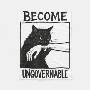 Werden Sie unregierbar schwarze Katze Biting Hand Fleecedecke