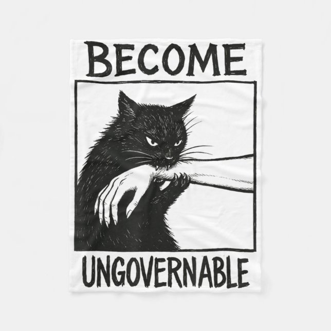 Werden Sie unregierbar schwarze Katze Biting Hand  Fleecedecke (Vorderseite)