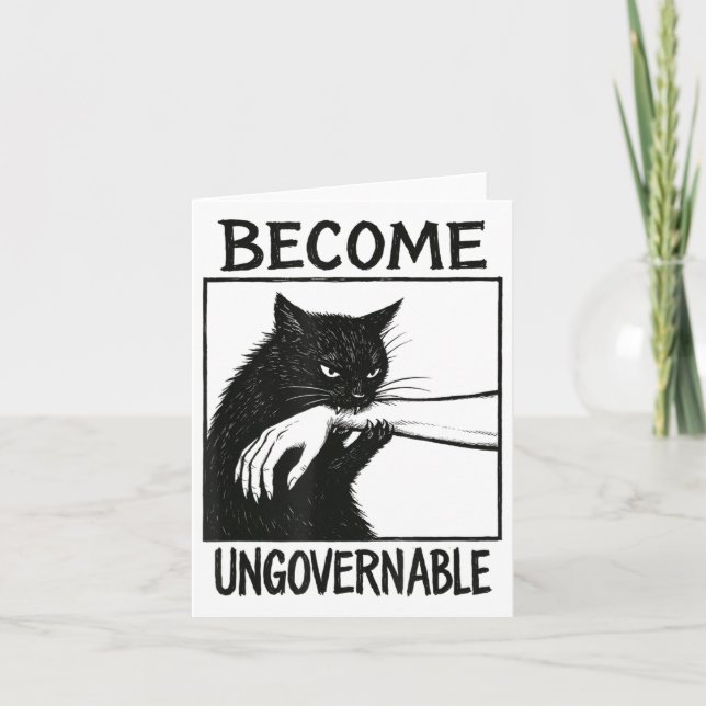 Werden Sie unregierbar schwarze Katze Biting Hand  Karte (Vorderseite)