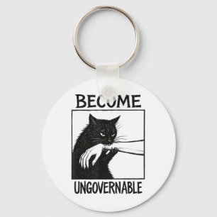 Werden Sie unregierbar schwarze Katze Biting Hand Schlüsselanhänger
