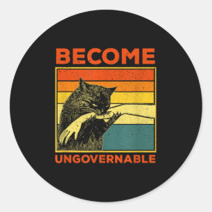Werden Sie unregierbar - Schwarze Katzen, die Hand Runder Aufkleber