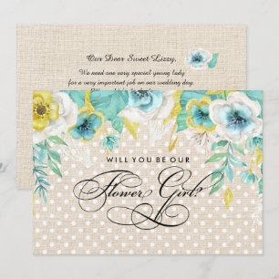 Werden Sie unser Blumenmädchen sein? Aquarellblume Einladung