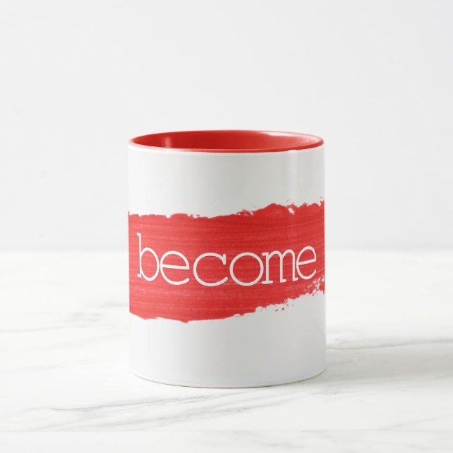 WERDEN Text auf roter Pinsel-Tasse Tasse (Zentrum)