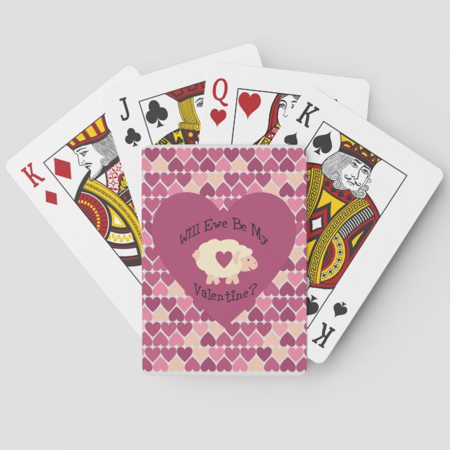 Werden wir mein Valentin sein? Herzhintergrund Spielkarten (Rückseite)