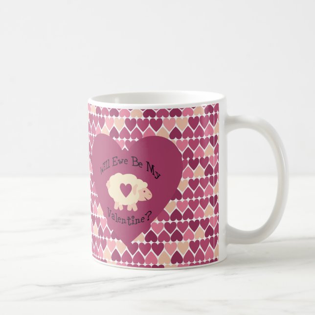 Werden wir mein Valentin sein? Herzhintergrund Tasse (Rechts)