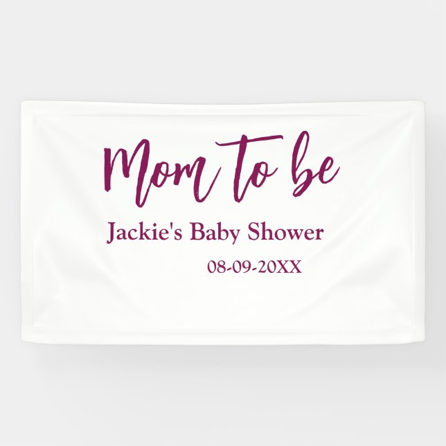 werdende Mutter Baby-Party Name Datum rosa einfach Banner (Horizontal)
