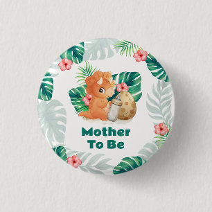 Werdende Mutter Blumen-Schlüpfender Dinosaurier-Ba Button