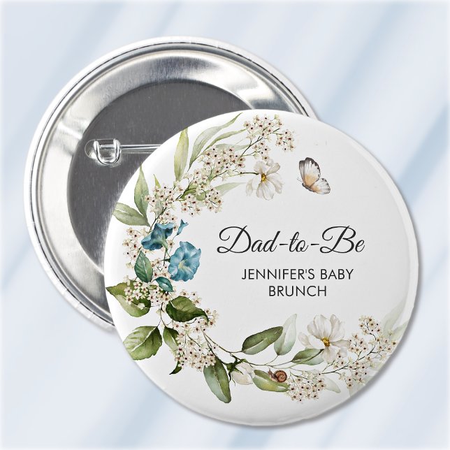 Werdender Vater, Morgenröte Blau Baby Shower/Brunc Button (Von Creator hochgeladen)