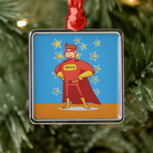Werdender Vater Superheld am Vatertag Ornament Aus Metall