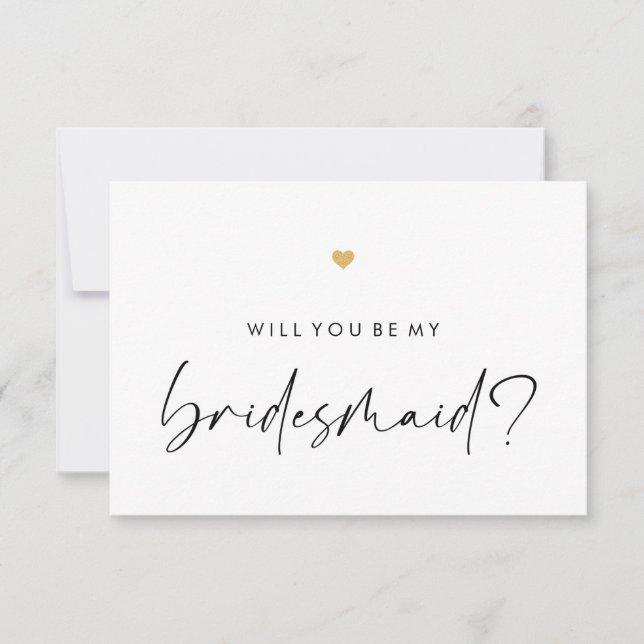 Werdet ihr mein Bridesmaid-Modernes Script Gold He Einladung (Vorderseite)
