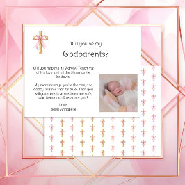 Werdet ihr meine Paten Coquette Kreuz und Foto Einladung