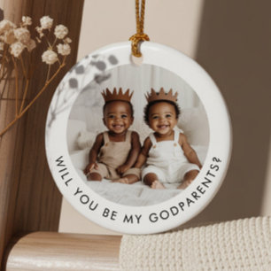 Werdet ihr unsere Patenonkel und Patentante Foto V Keramik Ornament