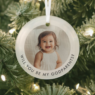 Werdet ihr unsere Patenonkel und Patentante Foto V Ornament Aus Glas
