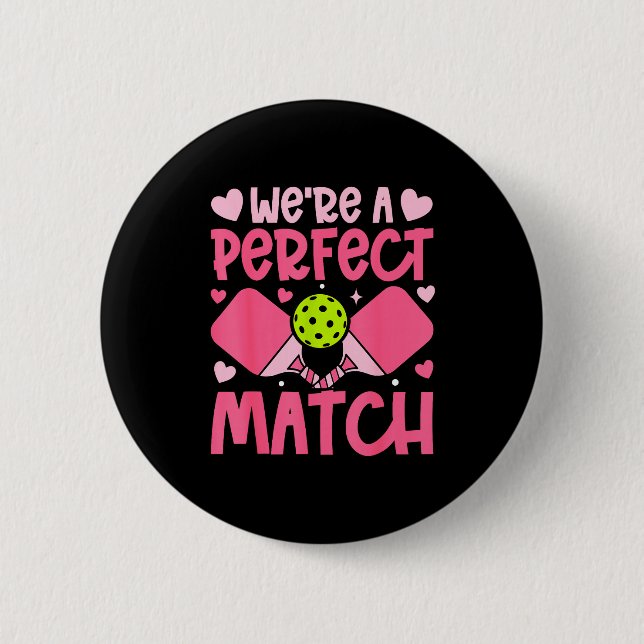 We're A Match Ckleball Couple Paddle Hearts Valent Button (Vorderseite)