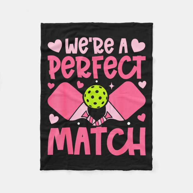 We're A Match Ckleball Couple Paddle Hearts Valent Fleecedecke (Vorderseite)