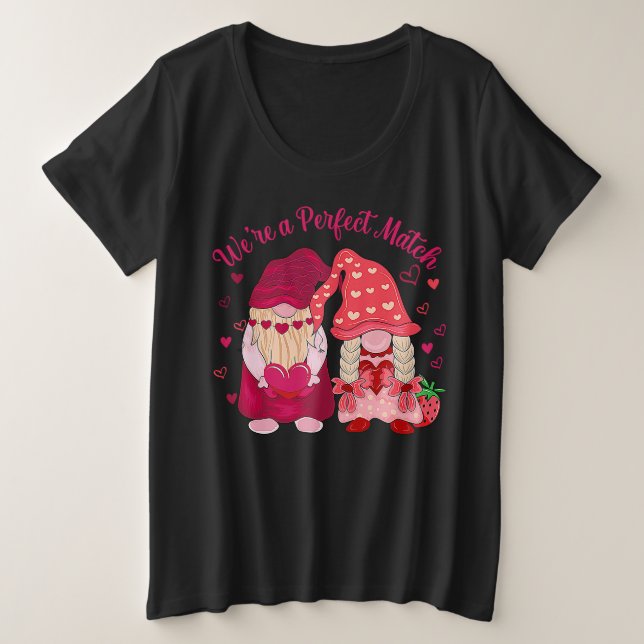 We're A Perfect Match Happy Valentine's Day Couple Große Größe T-Shirt (Design vorne)