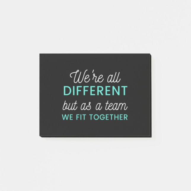 We're all different but as a team we fit together post-it klebezettel (Vorderseite)