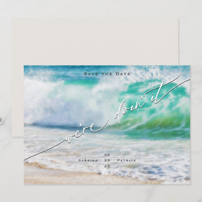 Were Doin - Ocean Waves Save the Date Einladung (Vorne/Hinten)