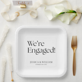 We're Engaged Minimalist Engagement Party Pappteller