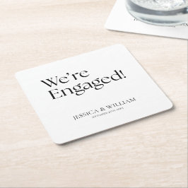 We're Engaged Minimalist Engagement Party Rechteckiger Pappuntersetzer