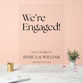 We're Engaged Modern Acrylic Engagement Sign  Acrylschild