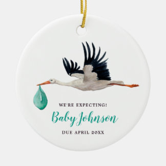 We're Expecting! Gender Neutral Stork Keramik Ornament