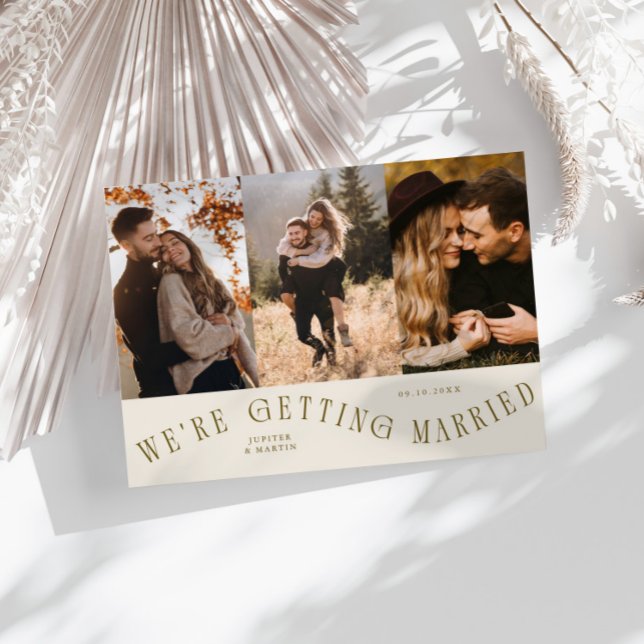 We're Getting Married Multi Photo Cream Save The Date (Von Creator hochgeladen)