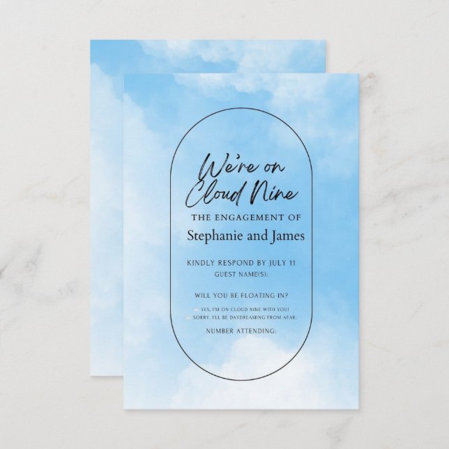 We're On Cloud Nine Response Card RSVP Karte (Vorne/Hinten)