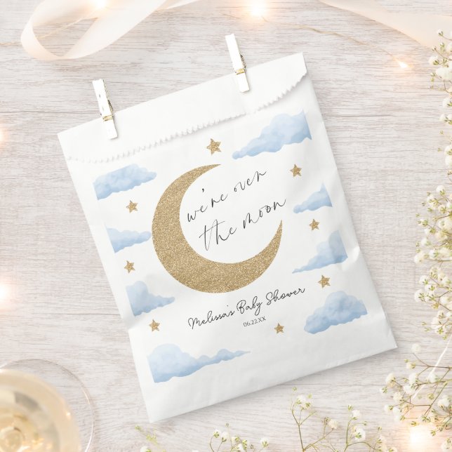 We're Over The Moon Blue Celestial Baby Shower Geschenktütchen (Ausgeschnitten)