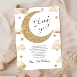 We're Over The Moon Boho Celestial Baby Shower Dankeskarte