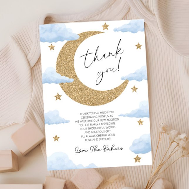 We're Over The Moon Boho Celestial Baby Shower Dankeskarte (Von Creator hochgeladen)