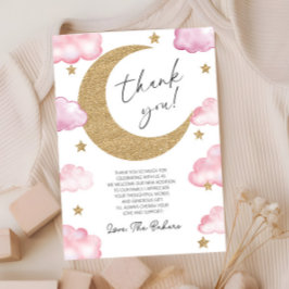 We're Over The Moon Boho Celestial Baby Shower Dankeskarte