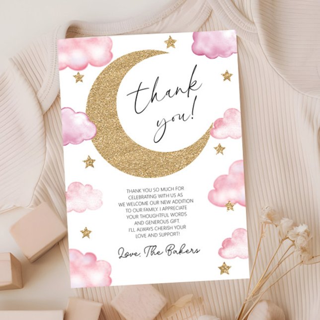 We're Over The Moon Boho Celestial Baby Shower Dankeskarte (Von Creator hochgeladen)