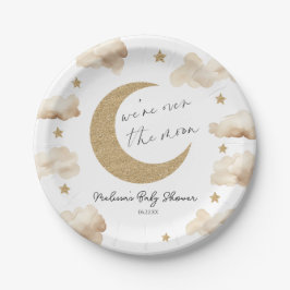 We're Over The Moon Boho Celestial Baby Shower Pappteller