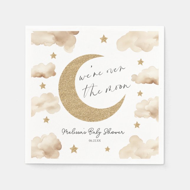We're Over The Moon Boho Celestial Baby Shower Serviette (Vorderseite)