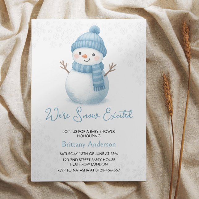 We're Snow Excited Snowmen Boy Baby Shower Einladung (Von Creator hochgeladen)