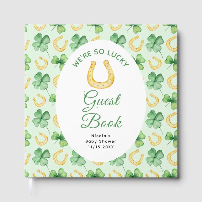 We're So Lucky Horseshoe St Patrick's Baby Shower Gästebuch (Vorderseite)