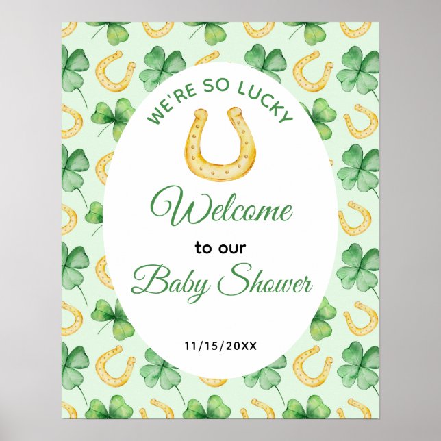 We're So Lucky Horseshoe St Patrick's Baby Shower Poster (Vorne)