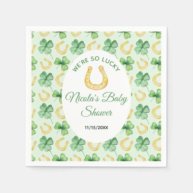 We're So Lucky Horseshoe St Patrick's Baby Shower Serviette (Vorderseite)