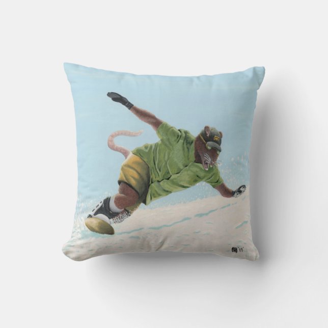 Wererat Snowboarder Fantasy Art Pillow Kissen (Vorderseite)