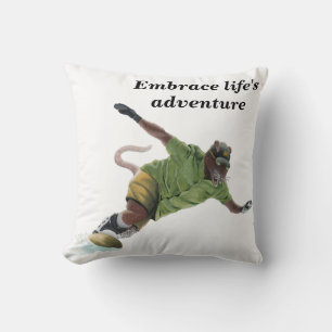 Wererat Snowboarder Fantasy Art Throw Pillow Kissen