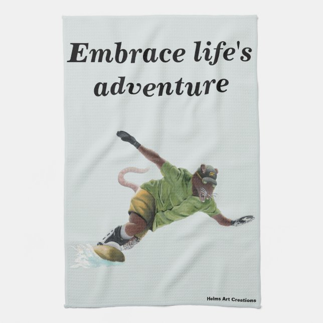 Wererat Snowboarder Sport Fantasy Kitchtuch Geschirrtuch (Vertikal)